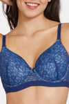 Zivame Beautiful Basics Padded Wired 3/4Th Coverage Lace Bra - Blue Depth — thumbnail 4